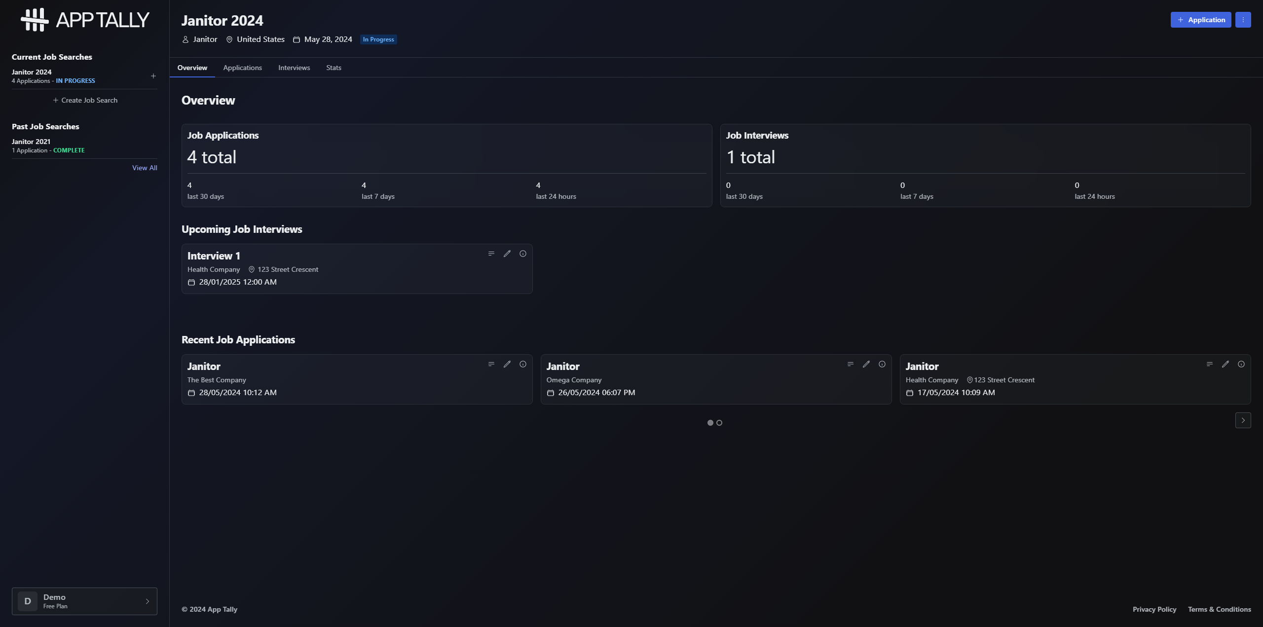 job search dashboard screenshot